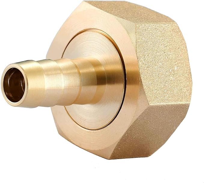 2PCS Premiunm Brass Water Hose Pipe Swivel Connector,1/2" Barb x 3/4 inch Female GHT Adapter,Copper Fitting with Stainless Clamp for House/Boat/Lawn/Power Wash/Irrigation