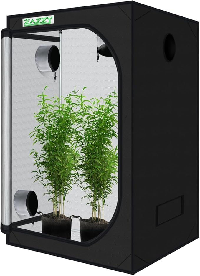 zazzy Grow Tent, 60"x60"x78" Hydroponic Grow Tents Heavy Duty Dark Room Grow Tent Reflective Mylar Grow Tent with Window & Floor Tray for Indoor Plant Growing