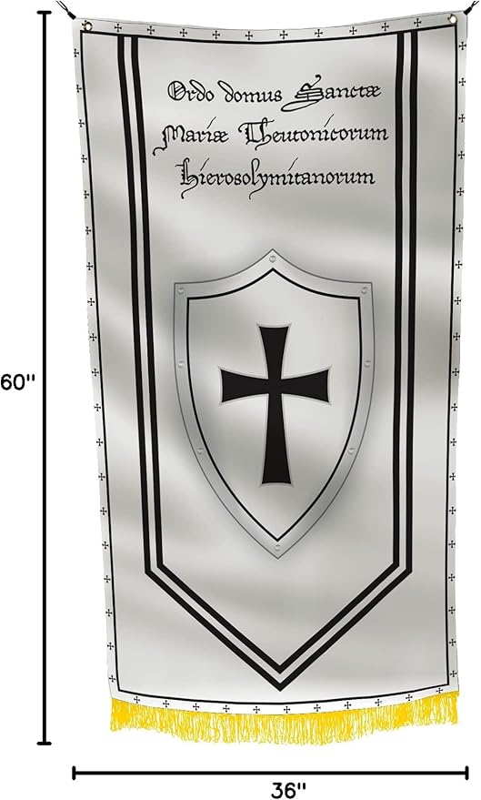 The Order of Brother of the German House of Saint Mary Jerusalem Teutonic Order 3x5" Flag Banner- Religious & Military Nature, Teutonic State in Prussia, Christian Humanitarian & Cultural Organization