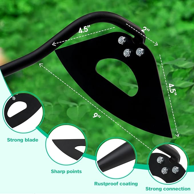 Lilyvane Hardened Hollow Hoe with Handle - 25 Inch -Heavy Duty Garden Hoes for Weeding Loosening Soil Digging Planting Ridging, Handy Hoe Garden Tool