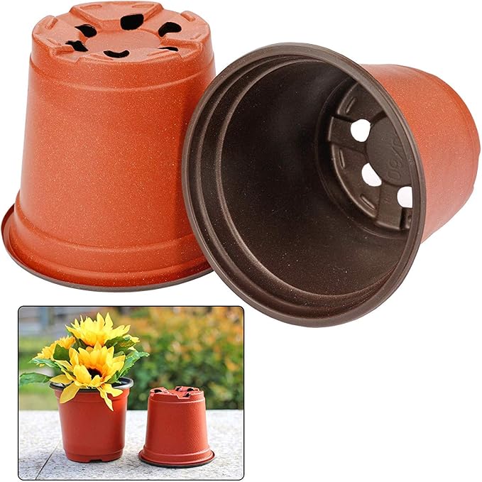 Augshy Nursery Pot, 75 Pcs 4" Plastic Nursery Seed Starting Pots Flower Plant Container for Succulent Seedling Cutting Transplanting