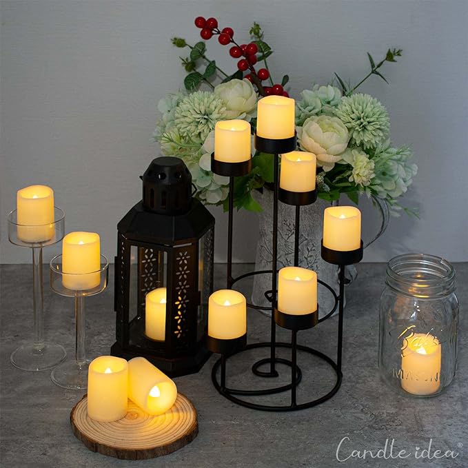 CANDLE IDEA Flameless LED Votive Candles 36 Pack, 1.5" x 2", Battery Operated Flickering Electric Outdoor Flameless Tea Lights, Fake Tealight Candle Bulk for Wedding, Christmas, Halloween Decorations