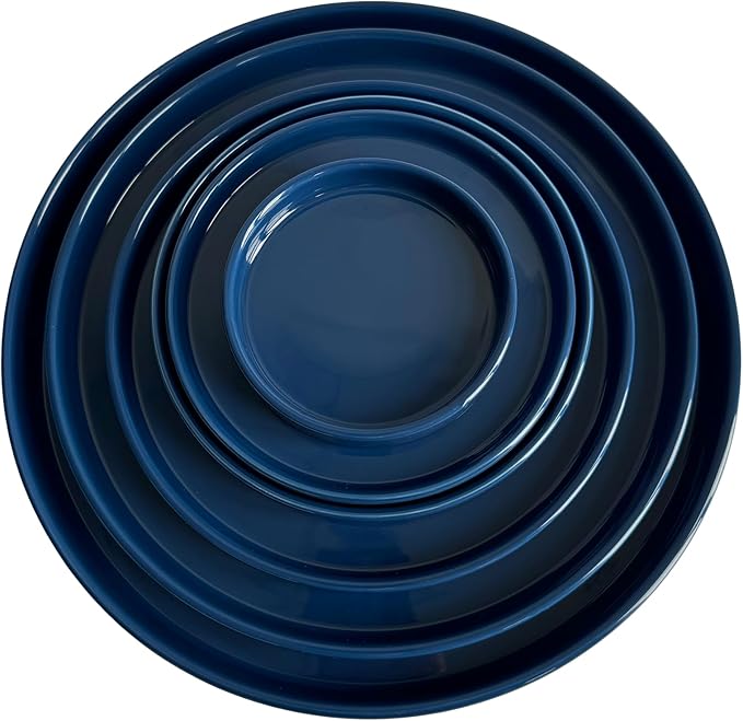2 Pack Ceramic Plant Saucer Pot Tray 6 Inch, Planter Saucers 4 5 6 7 8 9 10 11 12 13 Inch for Indoors Outdoor, Durable Sturdy Flower Drainage drip Water Tray for Glazed Pots Base (6.4 Inch-Blue)