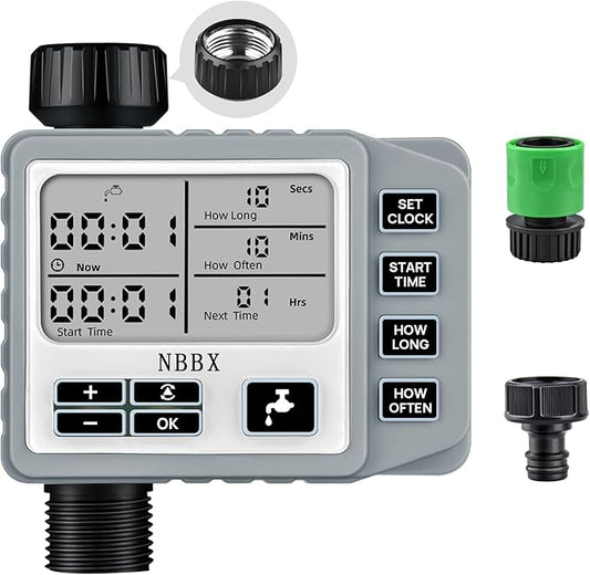 Digital Sprinkler Timer for Garden Hose Watering, Battery Powered Hose Timer with Rain Delay, Manual, Automatic Watering System, Outdoor Programmable Water Timer Irrigation Timer Grey