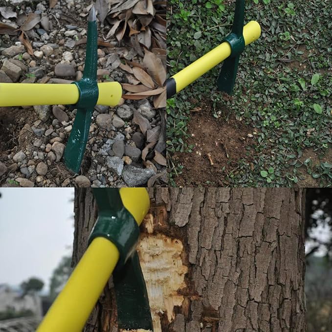 2PCS 18 Inches Steel Forged Pickaxe, Sturdy Durable Mattock Hoe, Weeding Pick Axe with Lightweight Plastic Coated Fiberglass Handle Suitable for Digging, Weeding, Gardening, Camping