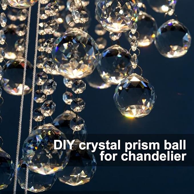 MerryNine 6 Pcs Clear Crystal Ball Prism Sun Shine Catcher Rainbow Pendants Maker, Hanging Crystals Prisms for Windows, for Feng Shui, for Gift (1.96"/50mm 6Pack)