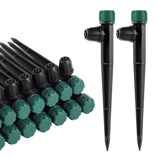 80Pcs Drip Irrigation Emitters for 1/4" Drip Tubing,Adjustable 360 Degree Automatic Irrigation Drippers on 5.5" Arrow Stake for Garden Irrigation Watering System