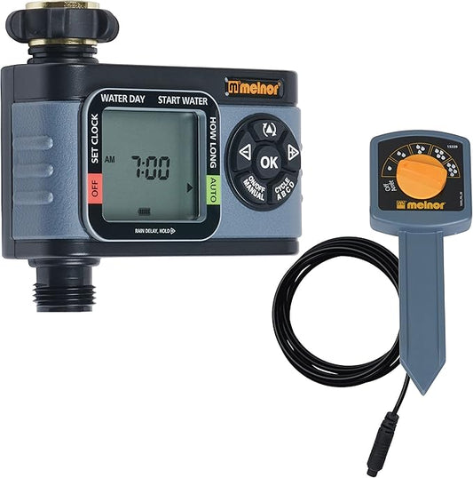 Melnor 65099-AMZ HydroLogic 1-Zone Digital Water Timer with Moisture Sensor Amazon Bundle, Timer & Moisture Set