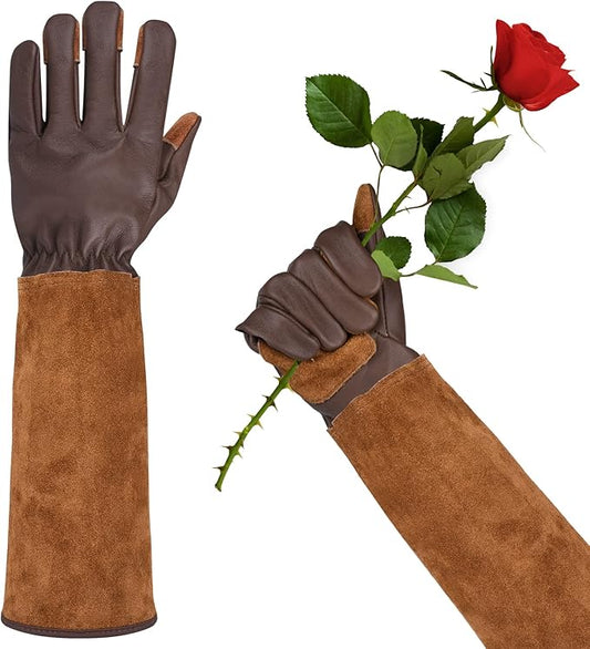 Womens Gardening Weeding Working Gloves, Leather Garden Glove for Women Thorn Proof No Stab for Digging, Planting,Pruning