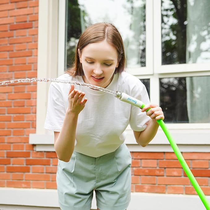 Fevone Garden Hose 50 ft, Heavy Duty Water Hose, Hybrid Polymer, Kink Resistance, Lightweight, Flexibility, Durability, Leak Free, Aluminum Fittings, 3/4" GHT, 5/8" ID, 600 Psi, Drinking Water Safe