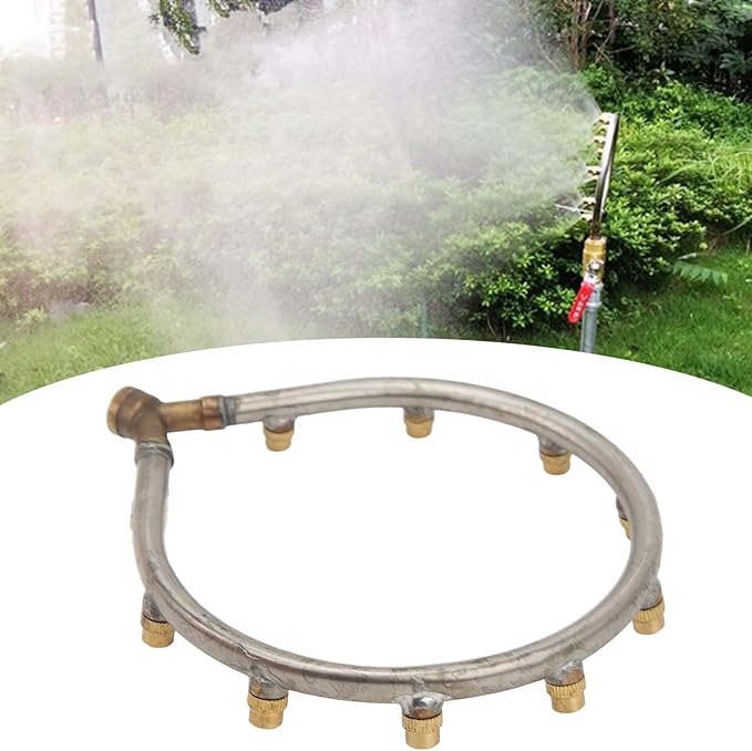Multifunctional Annular Nozzle, G3/8 Female Thread Multi Head Ring Shaped Atomizing Nozzle, Rotating Nozzle for Garden Agricultural Irrigation(10 Heads Heart Shape)