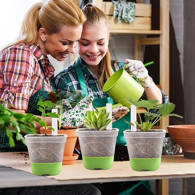 12 Packs 3 Inch Square Plastic Nursery Pots, Clear Plant Pot with Soft Silicone Base for Easy Transplant, Flower Pots with Drainage Holes, Reusable Seedling Pots Starter Pots