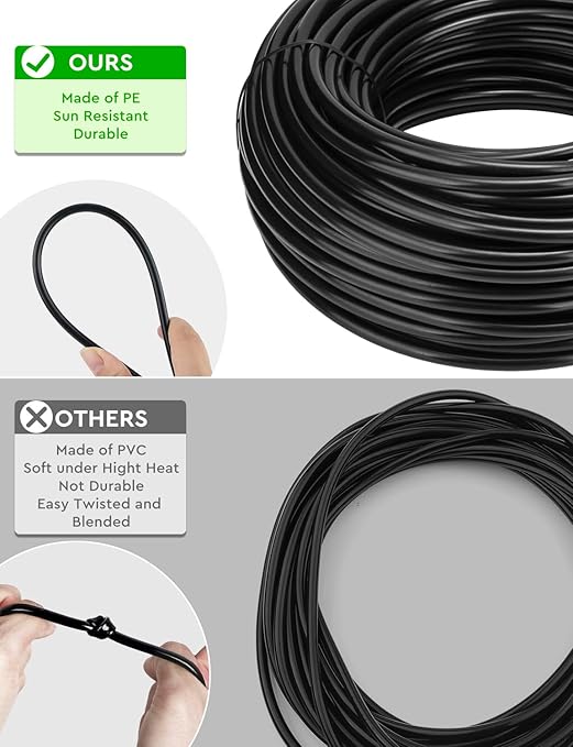 50ft Micro Drip Irrigation Kit, Micro Drip Irrigation System Kit with Adjustable Misting Nozzle Sprinkler, Tubing and Connectors, Watering for Garden, Flower Beds, and Potted Plants