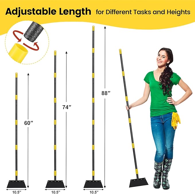 Garden Cleaning Shovel, Multifunctional Flat Shovel Floor Scraper Manual Weeder, 88" Long Handle Ice Chopper Snow Shovel Spade, Heavy Duty Garden Tool for Lawn Edging, Scraping, Ice Removal