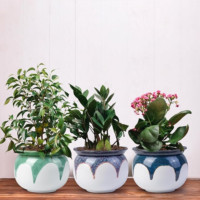 6 Inch Self Watering Pots for Indoor Plants, African Violet Pots, Ceramic Modern Decor Pots Efficient Absorption Water Plant Pot - Gradient Red