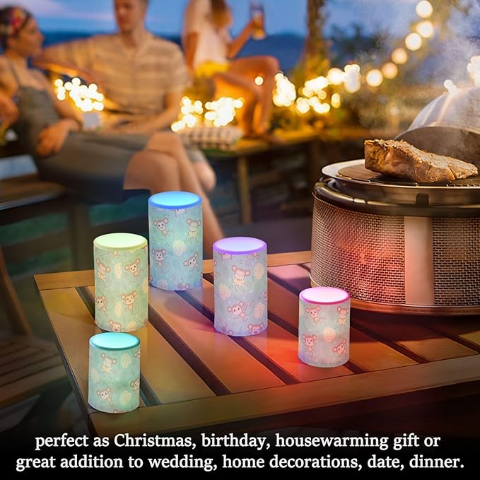 Flickering Flameless Candles, Cute Monkey LED Candles with Remote Timer, Set of 2 Battery Operated Candle for Valentine Wedding Birthday