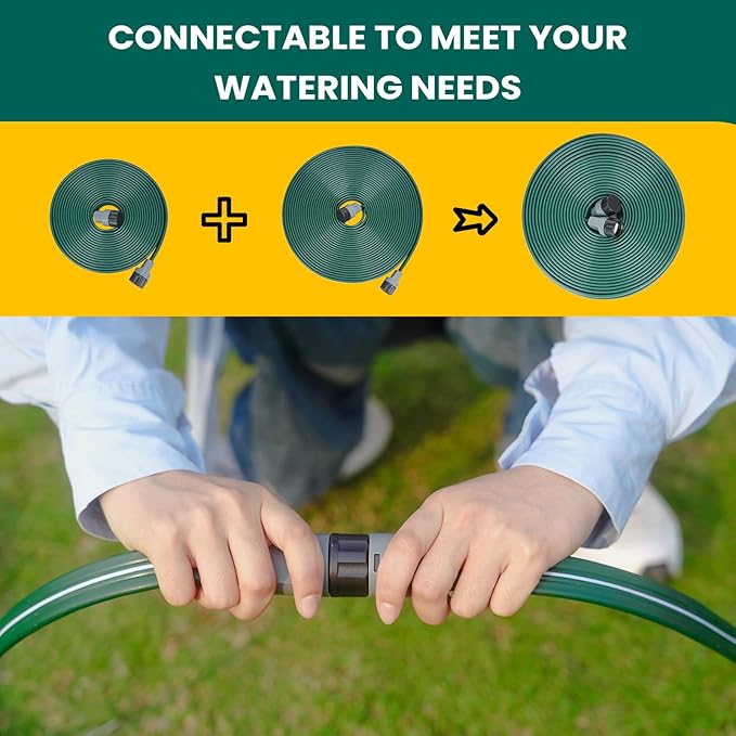 Sprinkler Soaker Hose 25ft 2Pack for Garden Lawn, Watering Hose with Holes, High-Efficiency Water-Saving Garden Irrigation System, Drip Hose Sprinkler