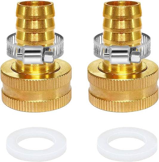 Garden Hose Adapter Swivel Fitting GHT 3/4 to 1/2 Hose Drip Irrigation Tubing to Faucet - Reusable Connector Fittings for Most Rain Bird, Orbit, Dig, Toro 1/2 Tubing x 3/4" GHT(2PCS)