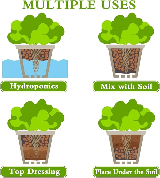 Halatool 12LB Expanded Clay Pebbles for Potted Plants Organic Lightweitht Clay Leca Balls for Hydroponics Gardening Orchids Drainage Decoration Aquaponics Aquariums