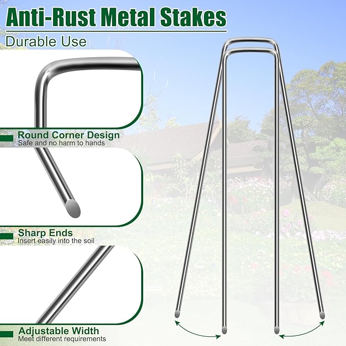12 Inch 11 Gauge Galvanized Landscape Staples Stakes for Decoration, 50/100/200pcs Garden Metal Stakes for Weed Barrier Fabric, Fence Stakes, Tent Stakes(12in,50pcs)