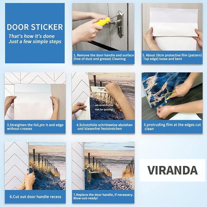 Door Wallpaper Self-Adhesive Door Poster 3D Door Picture - Sylter Dune - Door Film Photo Wallpaper Premium PVC Waterproof Door Sticker Wall Sticker for Bedroom Living Room Door Decoration Stickers 80