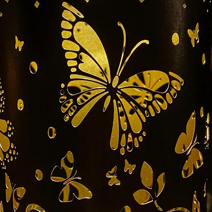 4 Packs Solar Lanterns Outdoor Hanging Lantern Lights, 4 Butterflies Hollowed-Out Metal Decor Lantern, Waterproof LED Decorative Garden Light Gifts