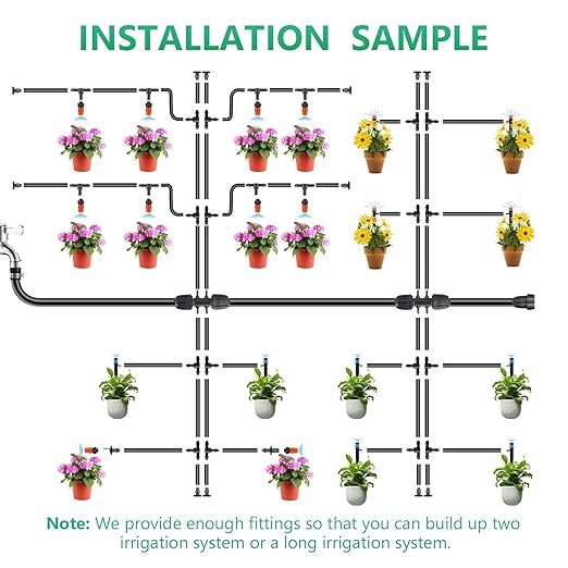 265 FT Drip Irrigation System Kit, 163pc Automatic Garden Watering Misting System for Greenhouse, Yard, Lawn, Plant