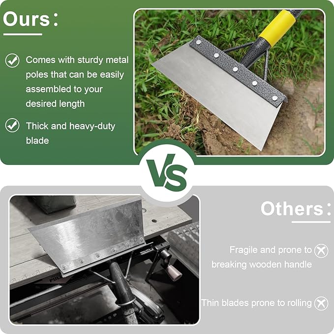 Garden Cleaning Shovel, Multifunctional Flat Shovel with 78 Inch Adjustable Length Ergonomic Handle, Gardening Scraper Shovel for Weeding,Scraping,Ice Remove…