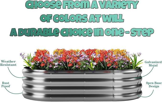 Galvanized Metal Planter Round Raised Garden Bed Kit for Gardening Outdoor，2x2x1ft Grow Garden Box Raised Flower Bed，Round Galvanized Planter Outdoor Metal Fire Pit Ring