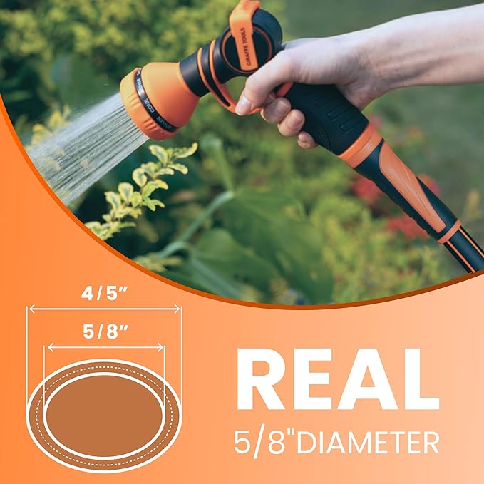 Giraffe Tools Garden Leader Hose 15ft x 5/8", Short Water Hose Heavy Duty, Flexible, Lightweight Hybrid Hose with Swivel Handle, Male to Female Fittings, Burst 600 PSI
