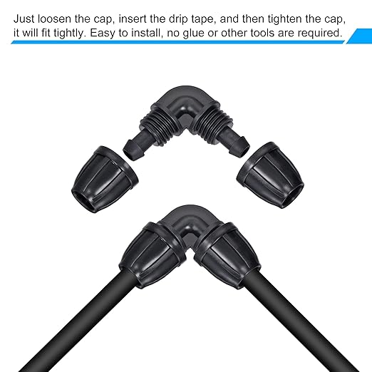 MECCANIXITY Drip Irrigation Elbow Barbed Fitting 8mm/11mm Tubing for Garden Drip Tape Tubing Sprinkler System Black Pack of 15
