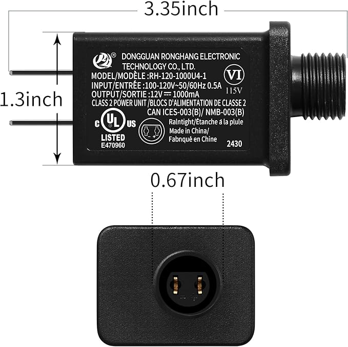 Replacement Yard Inflatable Adapter Power Supply Adaptor - 12V 1.0A 8Pcs - Inflatable Plug Replacement Class 2 Power Supply - for Christmas Tree Light/Thanksgiving Yard Blow Up Decorations