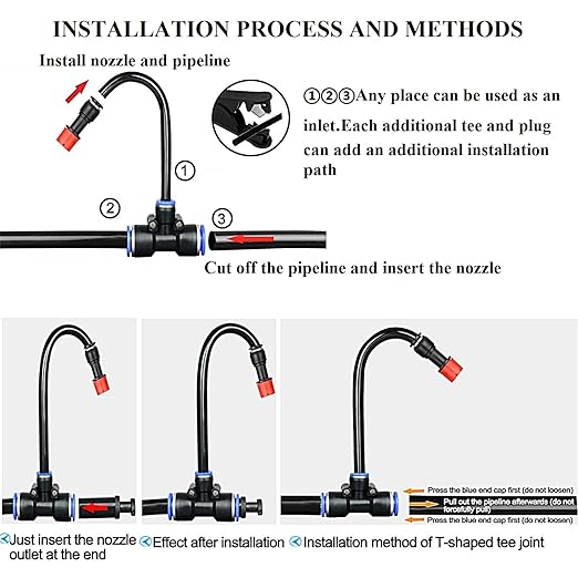 Drip Irrigation System,Automatic Irrigation System With Replaceable 360-degree Bending.Orange Atomization Nozzle For Watering System For Garden Plant.