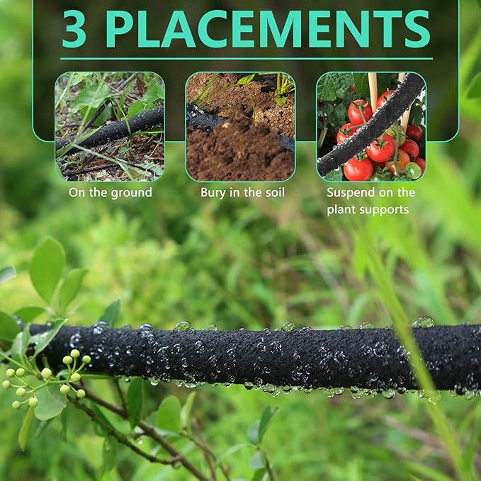 4-Pack Soaker Hose for Garden 10 Ft, Short Soaker Hoses 40 Ft, Rubber Garden Hose for Watering, Heavy Duty Drip Irrigation Hoses System (10 feet 4-Pack)