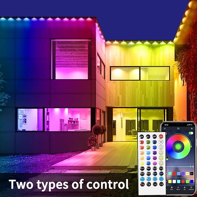 Permanent Outdoor Lights,200ft RGB Eave Lights with App Control Remote,IP67 Waterproof LED Light,Music Sync Outside Light for House,Halloween,Roof,Garden,Christmas Decorations