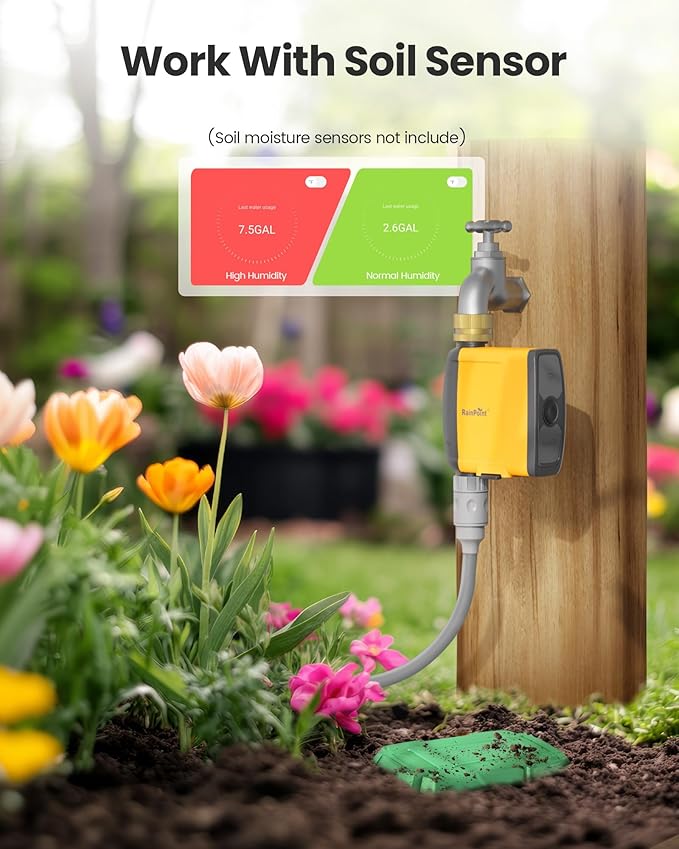 RAINPOINT WiFi Water Timer, Smart Sprinkler Timer Hose Timer WiFi Irrigation Controller, Wireless Watering System Valve, APP & Voice Control, Weather-Based Automatic Rain Delay, Brass Inlet