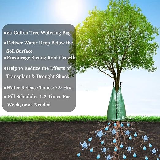 Tree Watering Bag, 20 Gallon Water Bags for Trees Slow Release Drip Irrigation Bag for Trees (6 Packs)