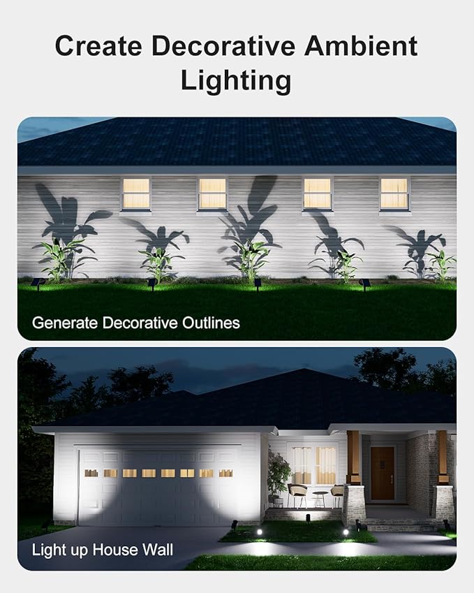 Solar Spot Lights Outdoor Waterproof for Flag, Palm Tree, Pole, Sign, Statue, Mailbox, Bright LED Outside Landscape Flood Spotlights for Accent Uplighting Yard, Garden, House, Backyard, Patio