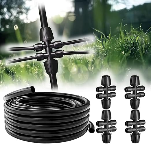 50Ft 5/16 "Dropper Blank Distribution Tube Irrigation Kit with 4Pack6 Fast Coupling Coupler for DIY Garden Irrigation System,Dropper and Drip Irrigation System kit (15m)