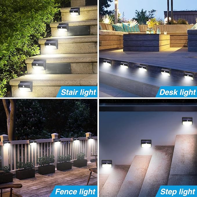 Peasur Solar Outdoor Lights, [138 LED/10 Packs] Solar Motion Sensor Security Lights with 3 Lighting Modes Solar Wall Lights Waterproof Solar Powered Lights for Garden Fence Yard Deck