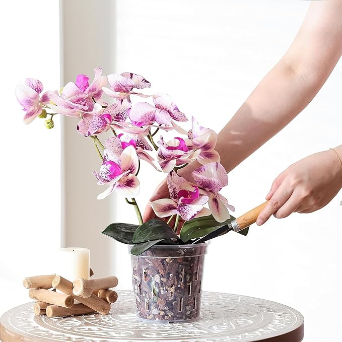 TRUEDAYS Orchid Pot - 9 Pack 4/5/6 Inch Clear Plastic Orchid Plant Pots with Drainage Holes for Indoor Outdoor Live Plants for Repotting