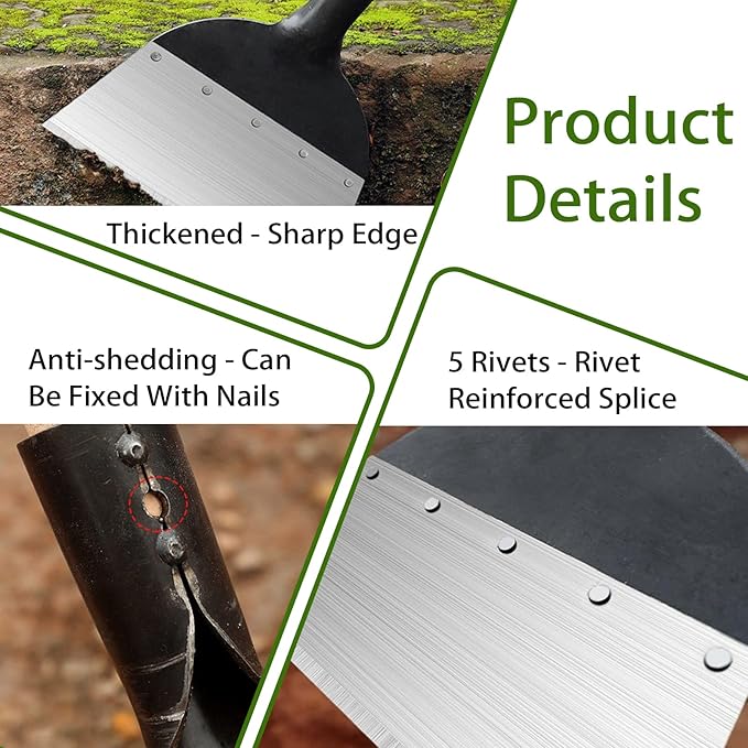 Garden Shovel Snow Shovel Multi-Functional Steel Flat Shovel Garden Spade Cleaning Scraper Garden Tool Ice Scraper Ice Chopper 11in/28cm