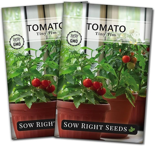 Sow Right Seeds - Tiny Tim Tomato Seeds for Planting - Non-GMO Heirloom Packet with Instructions to Plant and Grow an Outdoor Home Vegetable Garden - Perfect Container Variety - Gardening Gift (2)