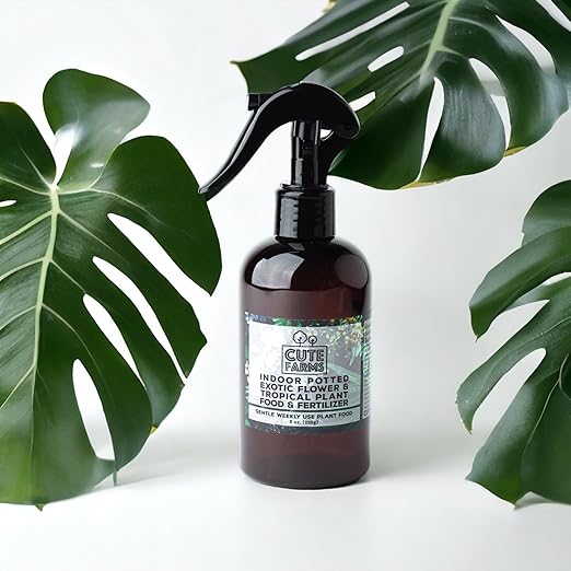 Cute Farms Indoor Potted Exotic Flower & Tropical Plant Fertilizer | Gentle Weekly Use Formula Plant Food (Two - 8 oz. Spray Bottles)
