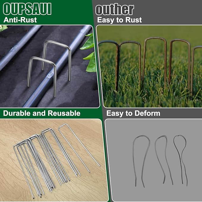 12 Inch 11 Gauge Galvanized Landscape Staples Stakes for Decoration, 50/100/200pcs Garden Metal Stakes for Weed Barrier Fabric, Fence Stakes, Tent Stakes(12in,50pcs)