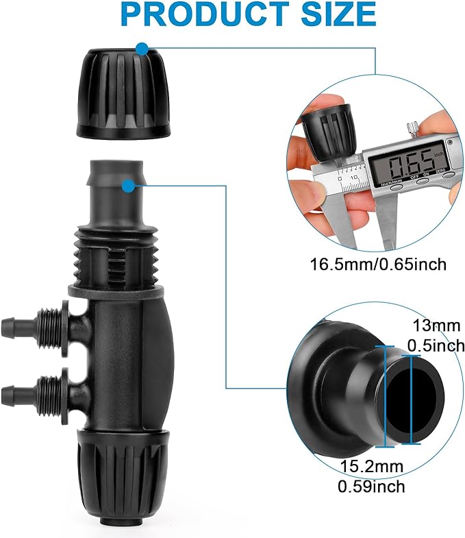 1/2 to 1/4 Drip Irrigation Fittings,20Pcs 4-Ways Barbed Tee 1/2 inch Drip Irrigation Tubing (1/2" ID x0.6-0.63" OD) 16mm to 1/4 inch Irrigation Tube Fitting Anti-Drop Barbed Connectors