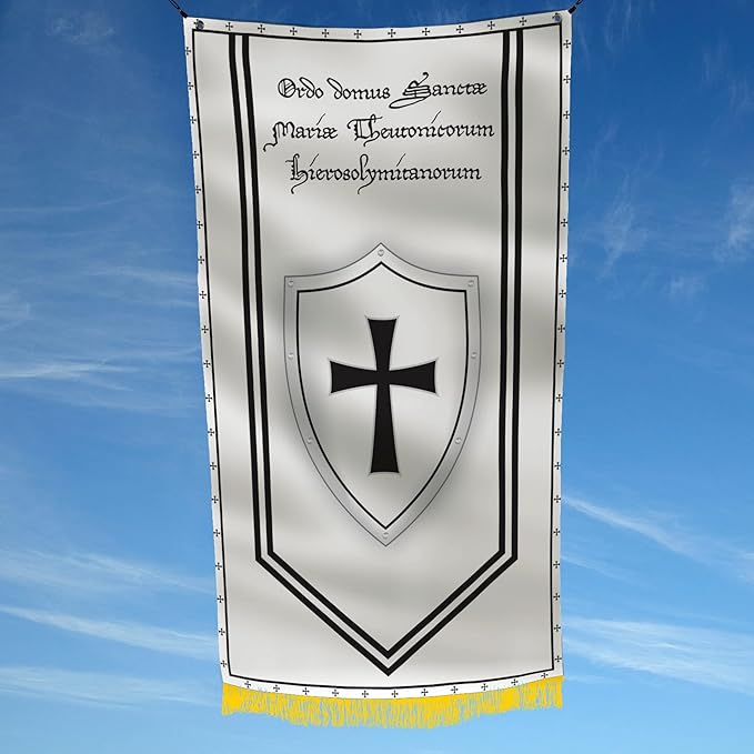 The Order of Brother of the German House of Saint Mary Jerusalem Teutonic Order 3x5" Flag Banner- Religious & Military Nature, Teutonic State in Prussia, Christian Humanitarian & Cultural Organization