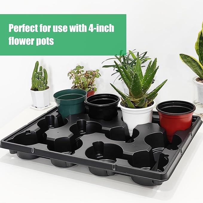 12 Cell Round Nursery Pots Trays Thickened Durable Seedling Pots Shuttle Carrying Trays for Holding 4 inch Nursery Pots (16.85" × 12.6", 5-Pack)