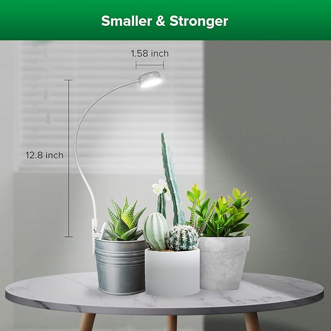 SANSI Grow Lights for Indoor Plants, ETL Listed Pot Clip LED Plant Lights for Indoor Growing, Full Spectrum, 4-Level Dimmable, Auto On Off 3 6 12 Hrs Timer for Small Plants,Garden Gift White 5V 6-Pack