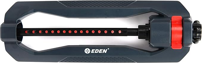 Eden 94113 Lawn & Garden Essential Oscillating Water Sprinkler For Yard W/Quick Connect Starter Set, 16 Nozzles, Covers up to 3,600 sq. ft, Heavy Weight Base